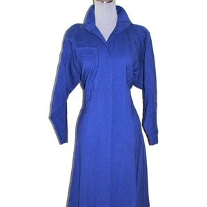VINTAGE HINO & MALEE WOMENS BLUE WRAP DRESS SMALL